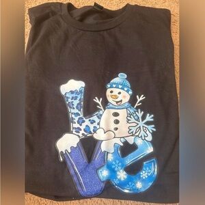 Kids Black Snowman Graphic T-Shirt